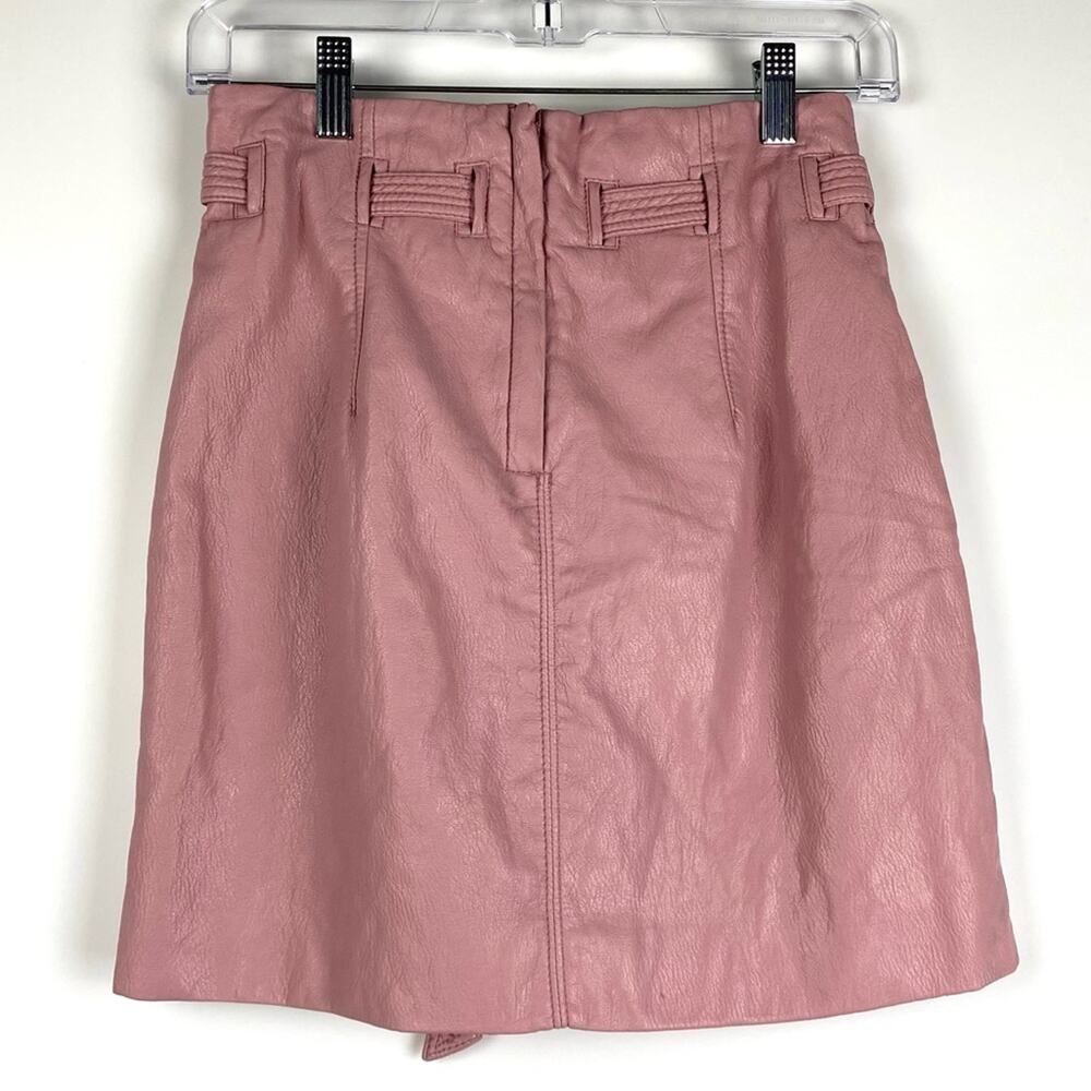 Free People Payton Vegan [Faux] Leather Mini Skirt Mauve Pink Womens SIze 0 - Picture 3 of 7